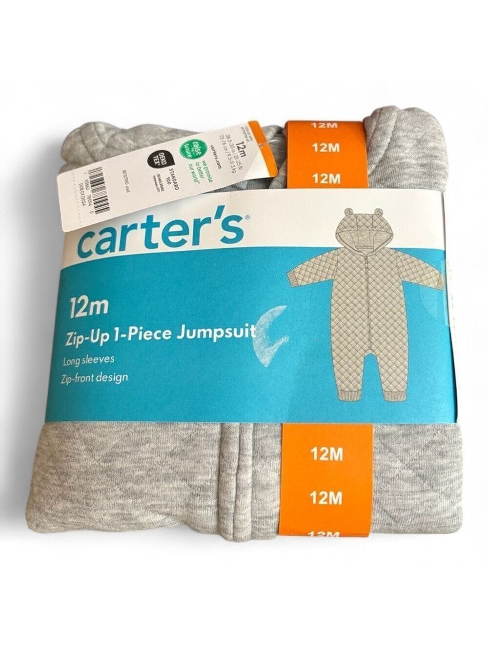 Carter's Gray Zip-Up 1-Piece Jumpsuit NWT